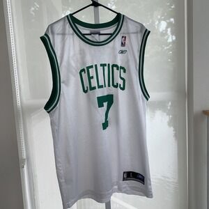 Boston Celtics Al Jefferson Jersey Large White Green Reebok NBA #7 Vintage